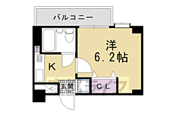 トーカン五条烏丸キャステール 1Kの間取図画像