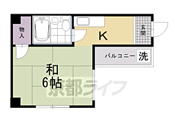 コーポラス河合 1Kの間取図画像