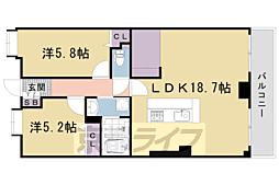 パインフィールド五条 2LDKの間取図画像