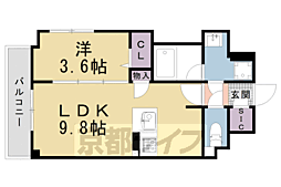 エクラージュ御池 1LDKの間取図画像