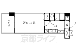 カーサ・ヴェルデ高辻 1Kの間取図画像