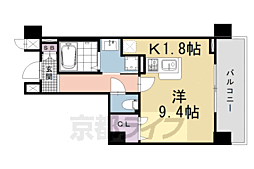 アスヴェル京都四条 1Kの間取図画像