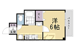 UnCastello西院 1Kの間取図画像