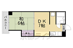 サンハイツ西京極 1DKの間取図画像