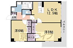 クオリカ太秦 2LDKの間取図画像