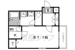 プラティーク・ドミール 1Kの間取図画像