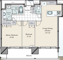 パークコート赤坂檜町ザタワー 2LDKの間取図画像