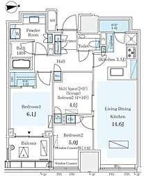 東京メトロ有楽町線 市ケ谷駅 徒歩9分の賃貸マンション 3階3LDKの間取り