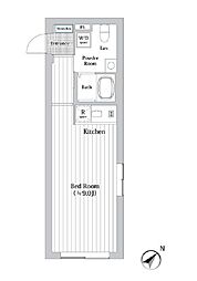 東京メトロ丸ノ内線 茗荷谷駅 徒歩7分の賃貸マンション 3階ワンルームの間取り