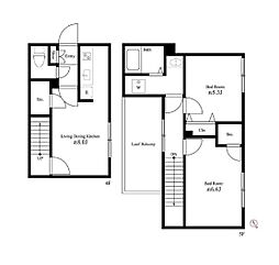 都営三田線 白山駅 徒歩11分の賃貸マンション 4階2LDKの間取り