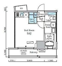 レジディア九段下2 ワンルームの間取図画像