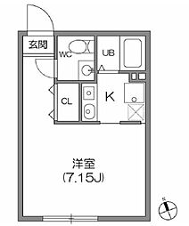 ZESTY神楽坂 ワンルームの間取図画像