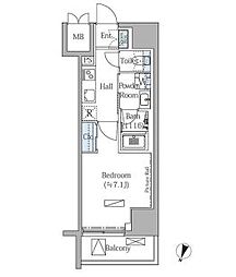 MODIER BUNKYO MEJIRODAI 1Kの間取図画像