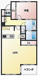 カルパティア市ヶ谷 1LDKの間取図画像