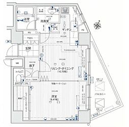 デュオ・スカーラ赤坂2 1DKの間取図画像