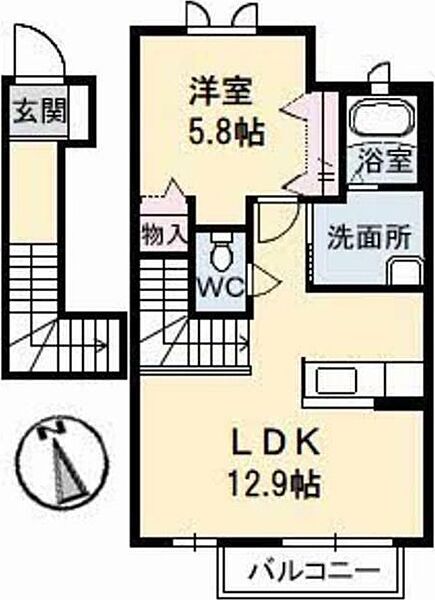 シャーメゾン　パンジー 201｜徳島県徳島市北沖洲2丁目(賃貸アパート1LDK・2階・50.11㎡)の写真 その2