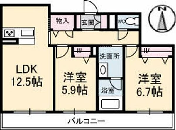 ＢＥＲＥＯ蔵本元町　ＢＥＬＳ認証 306｜徳島県徳島市蔵本元町2丁目(賃貸マンション2LDK・3階・61.17㎡)の写真 その2