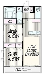 マノワールユキガヤ 2LDKの間取図画像