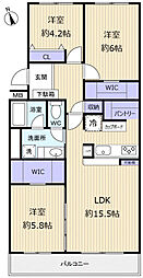 勝田台ファミリーハイツ1 3LDKの間取図画像