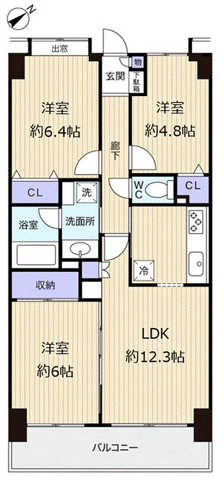 インテリアを統一しやすい全室洋室の3LDK キッチンスペースゆったり!家事動線良好です