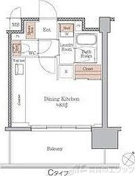 ジオエント梅田北リバーフロント ワンルームの間取図画像