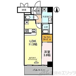 グランコート茨木永代町 7階1LDKの間取り