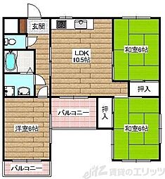 カーサ・フローラ玉木 3LDKの間取図画像