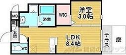 リアコート千里丘I NORTH 1LDKの間取図画像