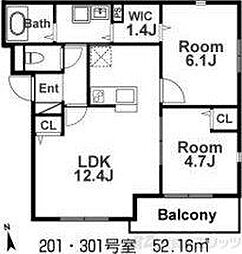 ル・クレール垂水2 2LDKの間取図画像