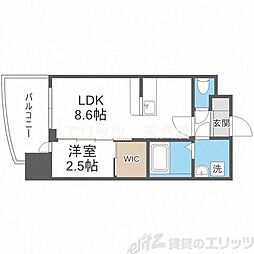 セレニテ中崎町リアン 1LDKの間取図画像