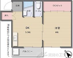 千里丘アヴニュー 2DKの間取図画像