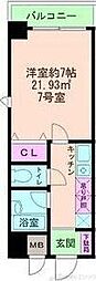 ロイヤル天満橋 1Kの間取図画像