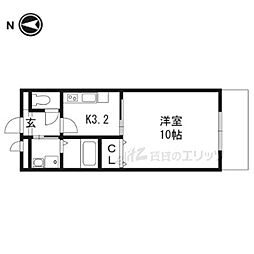 アンプルールクラージュウエストヒルズ 1Kの間取図画像