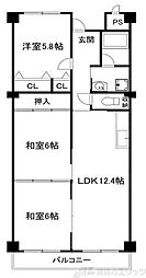 メゾンドール2 3LDKの間取図画像