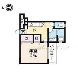 ケーティアイレジデンス茨木 1Kの間取図画像