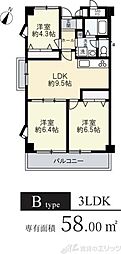 コスモハイツ 3LDKの間取図画像