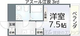 アスール江坂3rd 1Kの間取図画像