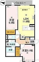 D-residence東淀川 2LDKの間取図画像
