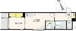 サンメイプル上新庄 1DKの間取図画像
