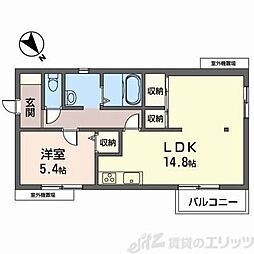 エルメスコート 1LDKの間取図画像
