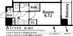 エスリード梅田グレイス 1Kの間取図画像