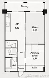 サンプラザ1 2DKの間取図画像