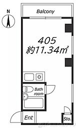 フラワービル ワンルームの間取図画像