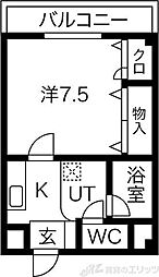 エル・カスティージョ 1Kの間取図画像