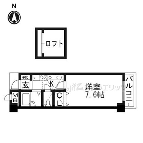 ヴィユーフルーヴII 401｜大阪府茨木市奈良町(賃貸マンション1K・4階・21.56㎡)の写真 その2