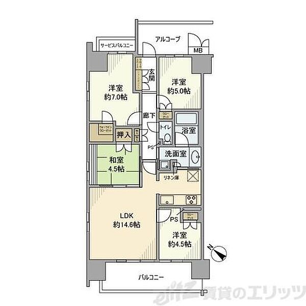 シャリエ摂津三島 3｜大阪府摂津市三島３丁目(賃貸マンション4LDK・3階・77.95㎡)の写真 その2