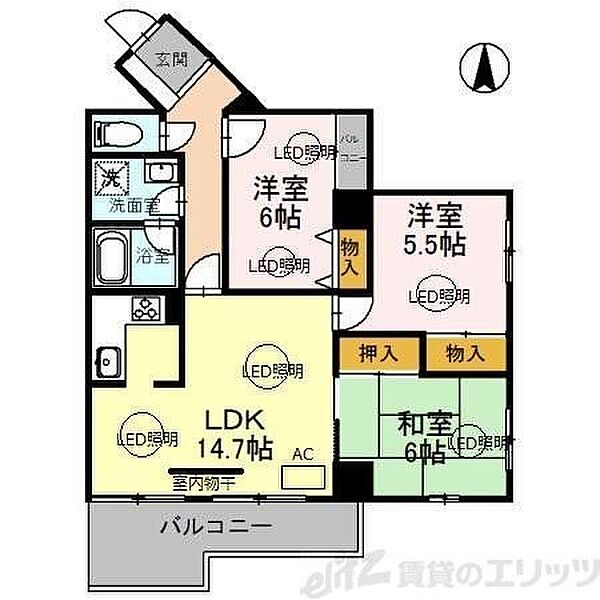 グレースコート千里山 301｜大阪府吹田市千里山東３丁目(賃貸マンション3LDK・3階・71.18㎡)の写真 その2