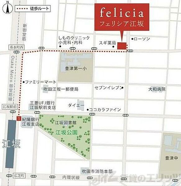 フェリシア江坂 702｜大阪府吹田市垂水町３丁目(賃貸マンション1LDK・7階・46.70㎡)の写真 その2