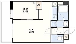 クレール天神 1LDKの間取図画像