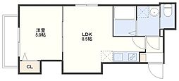 (仮称)平野町FマンションB 1LDKの間取図画像